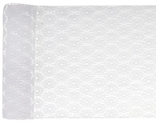 Chemin de table à Fleur en Dentelle Blanc - 3 mètres