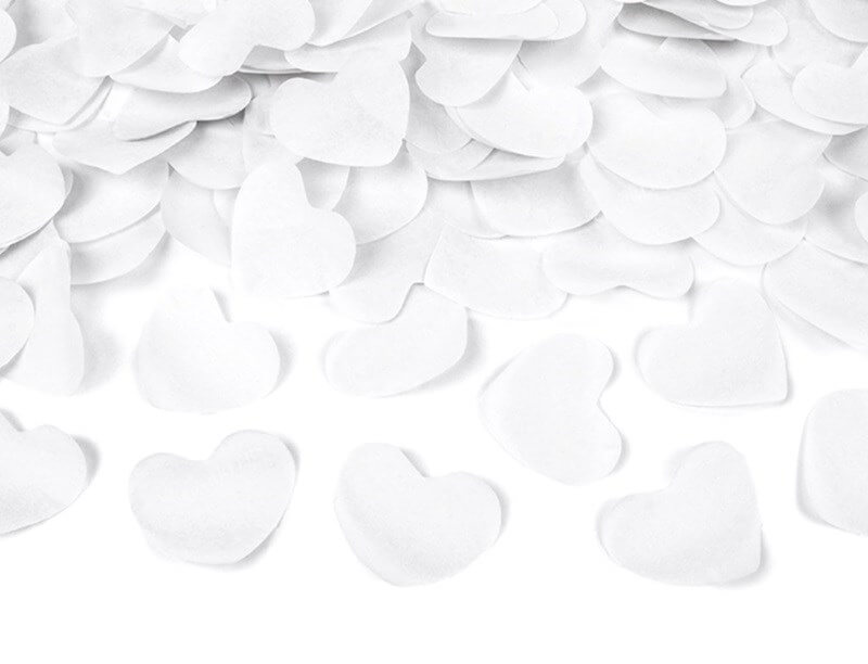Canons à confettis 80 CM coeurs blanc
