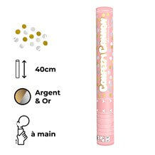 Canons confettis 40cm rond Or & Argent