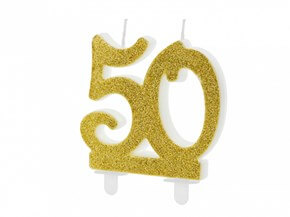 Bougie Anniversaire or 50 ans 
