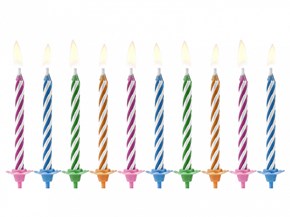 10 bougies anniversaire mixtes Magic (6cm)