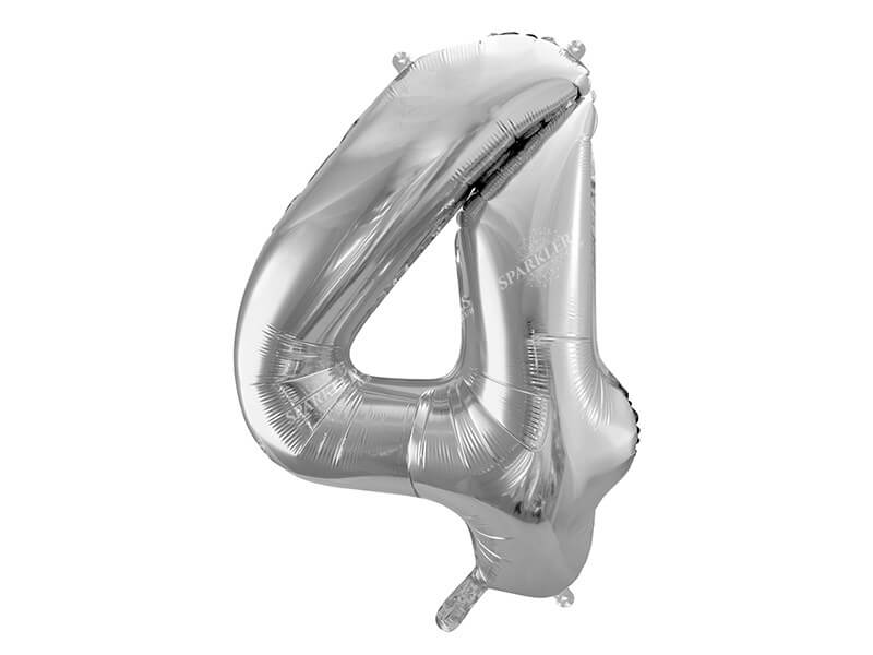 Ballon anniversaire chiffre 4 Argent 86cm 