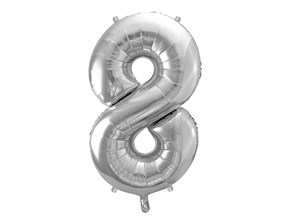 Ballon anniversaire chiffre 8 Argent 86cm 