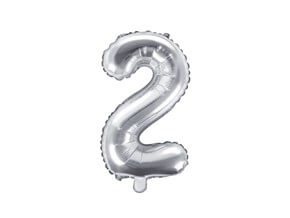 Ballon anniversaire chiffre 2 Argent 35cm 