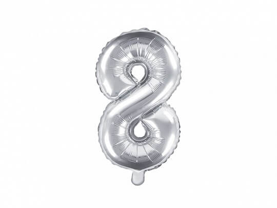 Ballon anniversaire chiffre 8 Argent 35cm 