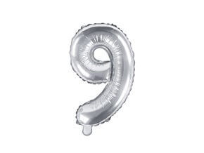 Ballon anniversaire chiffre 9 Argent 35cm 