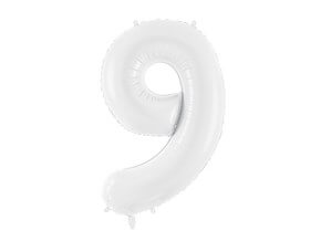 Ballon anniversaire chiffre 9 Blanc 86 cm