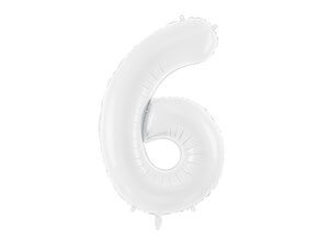 Ballon anniversaire chiffre 6 Blanc 86 cm