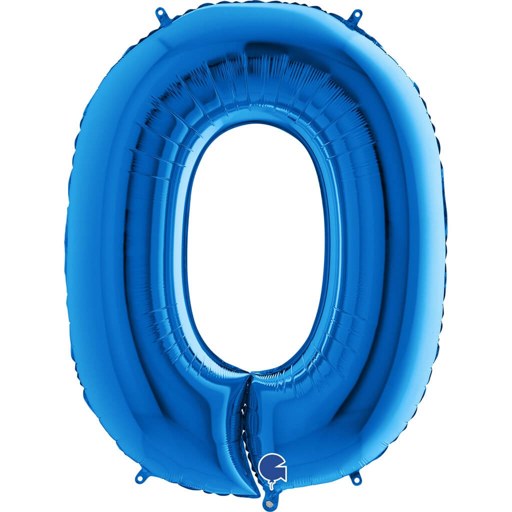 Ballon anniversaire chiffre 0 Bleu 102cm