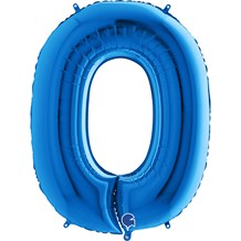 Ballon anniversaire chiffre 0 Bleu 102cm