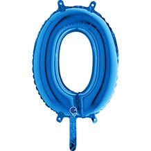 Ballon anniversaire chiffre 0 Bleu 36cm