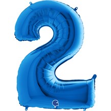 Ballon anniversaire chiffre 2 Bleu 102cm