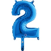 Ballon anniversaire chiffre 2 Bleu 36cm