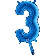 Ballon anniversaire chiffre 3 Bleu 36cm