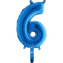Ballon Anniversaire Chiffre 6 Bleu 36cm