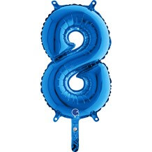 Ballon anniversaire chiffre 8 Bleu 36cm