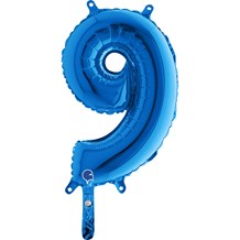 Ballon anniversaire chiffre 9 Bleu 36cm
