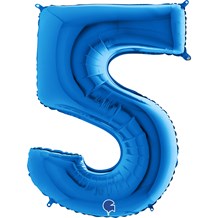 Ballon anniversaire chiffre 5 Bleu 102cm