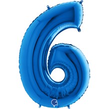 Ballon Anniversaire Chiffre 6 Bleu 102cm