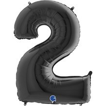 Ballon anniversaire chiffre 2 Noir 102cm