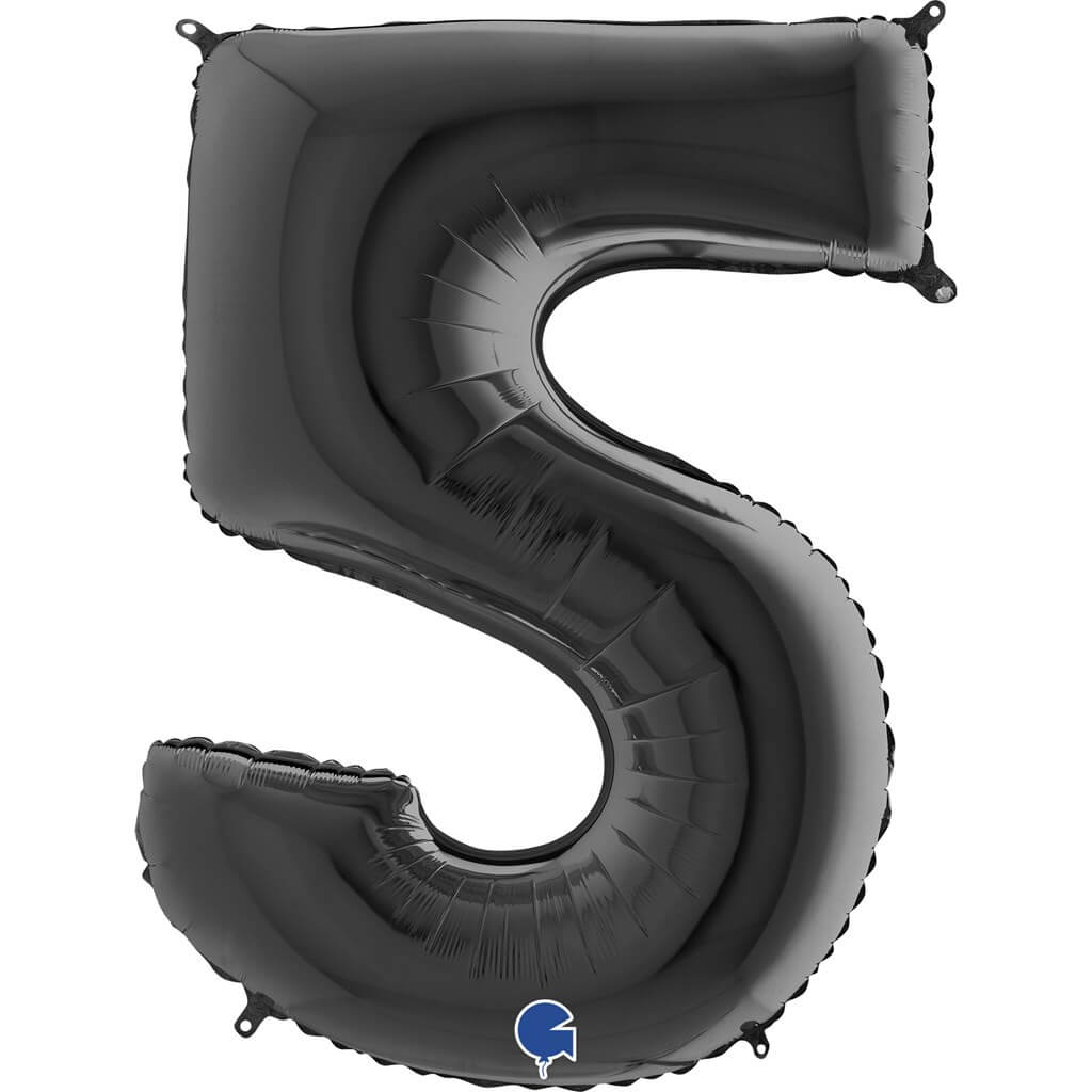 Ballon anniversaire chiffre 5 Noir 102cm