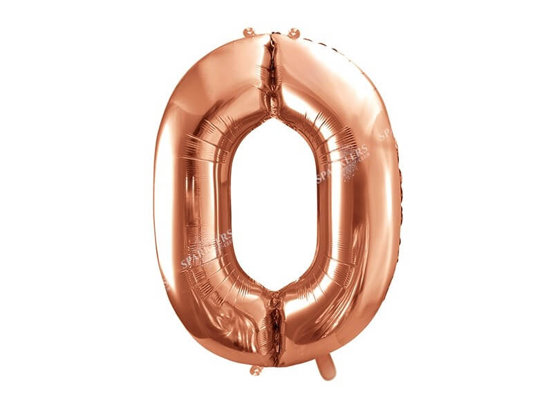 Ballon anniversaire chiffre 0 Or rose 86cm 