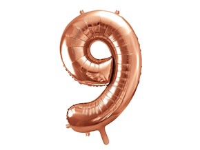 Ballon anniversaire chiffre 9 Or Rose 86cm 