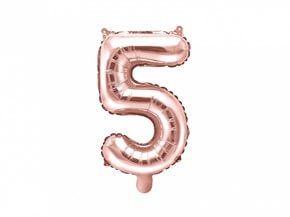 Ballon anniversaire chiffre 5 Or Rose 35cm 