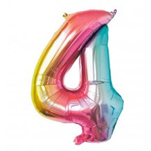 Ballon anniversaire chiffre 4 Rainbow 86cm
