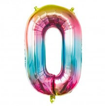 Ballon anniversaire chiffre 0 Rainbow 86cm