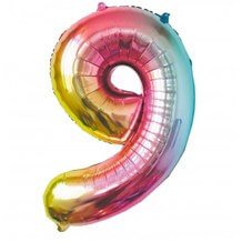 Ballon anniversaire chiffre 9 Rainbow 86cm