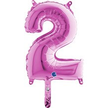 Ballon anniversaire chiffre 2 Rose 36cm