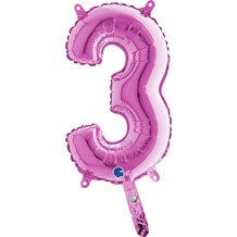 Ballon anniversaire chiffre 3 Rose 36cm