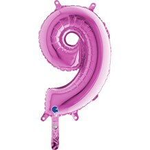Ballon anniversaire chiffre 9 Rose 36cm