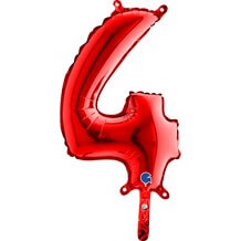 Ballon anniversaire chiffre 4 Rouge 36cm