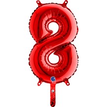Ballon anniversaire chiffre 8 Rouge 36cm