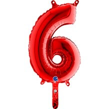 Ballon anniversaire chiffre 6 Rouge 36cm