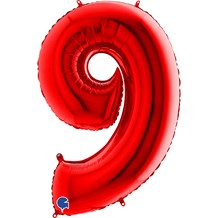 Ballon anniversaire chiffre 9 Rouge 102cm