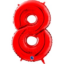 Ballon anniversaire chiffre 8 Rouge 102cm