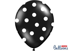 Ballons noirs avec motifs ronds blancs (Lot de 6)
