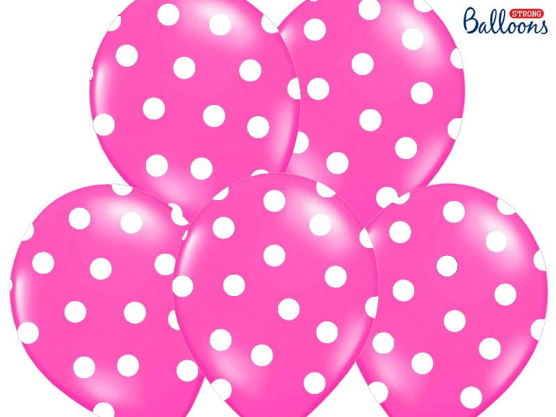 Ballons roses foncés avec motifs ronds blancs (lot de 6)