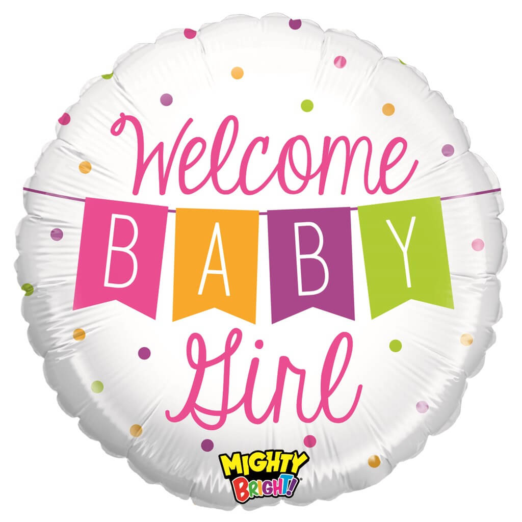 Ballon "Welcome Baby Girl" Rond ø53cm