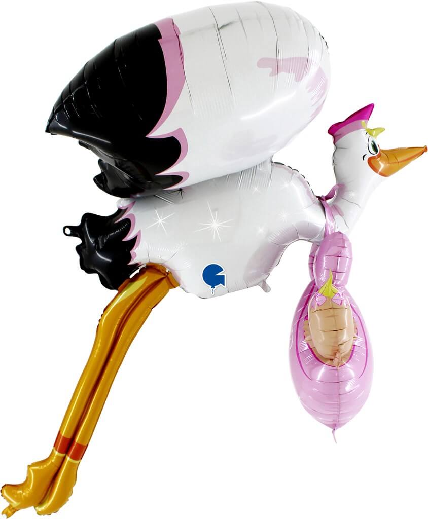 Ballon géant 3D Cigogne "It's a Girl" 157cm