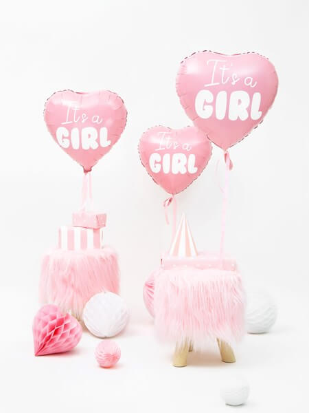 Ballon Coeur Rose "It's a Girl" 45cm