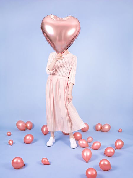Ballon Coeur Or rose métallique 61cm