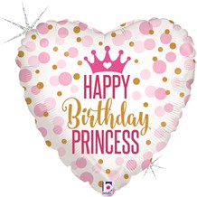 Ballon Coeur Birthday Princess Rose 45cm