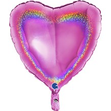 Ballon Coeur Holographique Rose 46cm