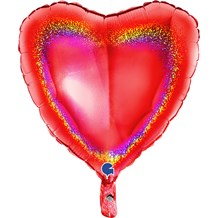 Ballon Coeur Holographique Rouge 46cm