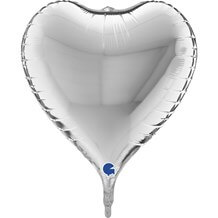 Ballon Coeur Métallique 3D Argent  58cm