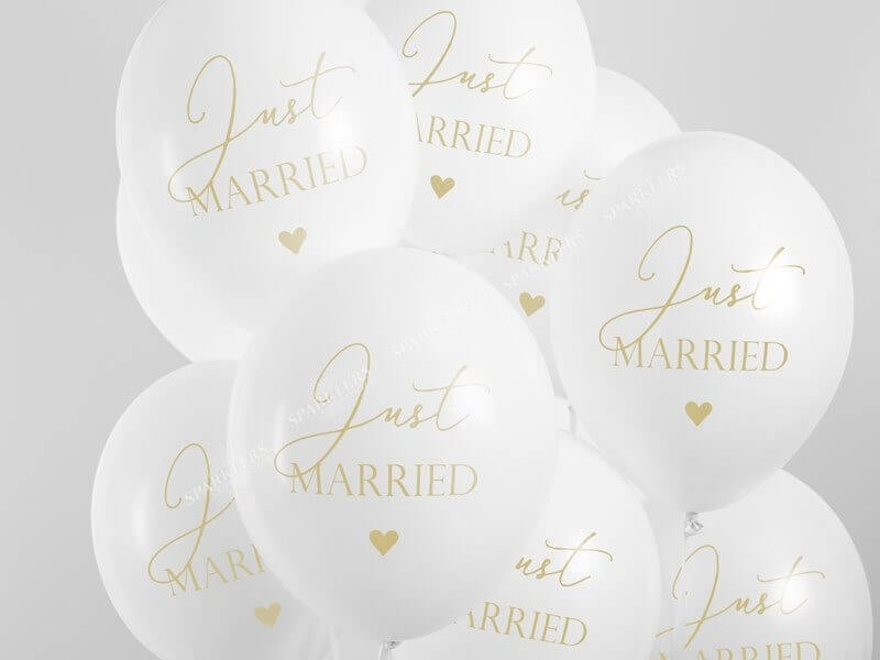 Ballons 30cm, Just Married, Pastel Blanc Pur lot de 50